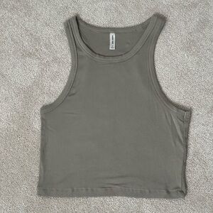 Sunday Best Modal Cropped Ribbed Grey Taupe Tank Size M